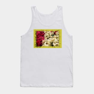 Red and White Christmas Poinsettias Digital Art Tank Top